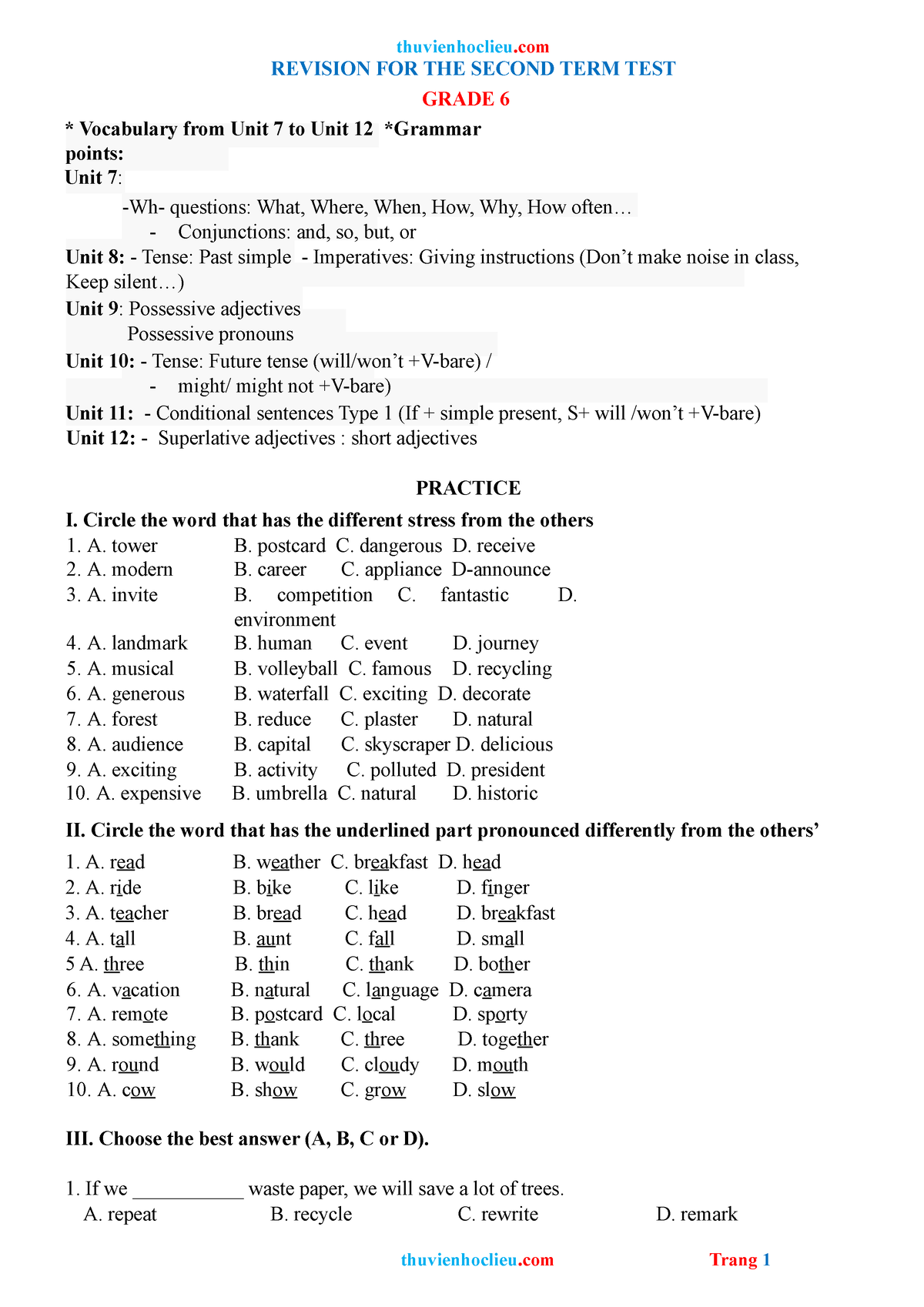 thuvienhoclieu-khhk-revision-for-the-second-term-test-grade-6