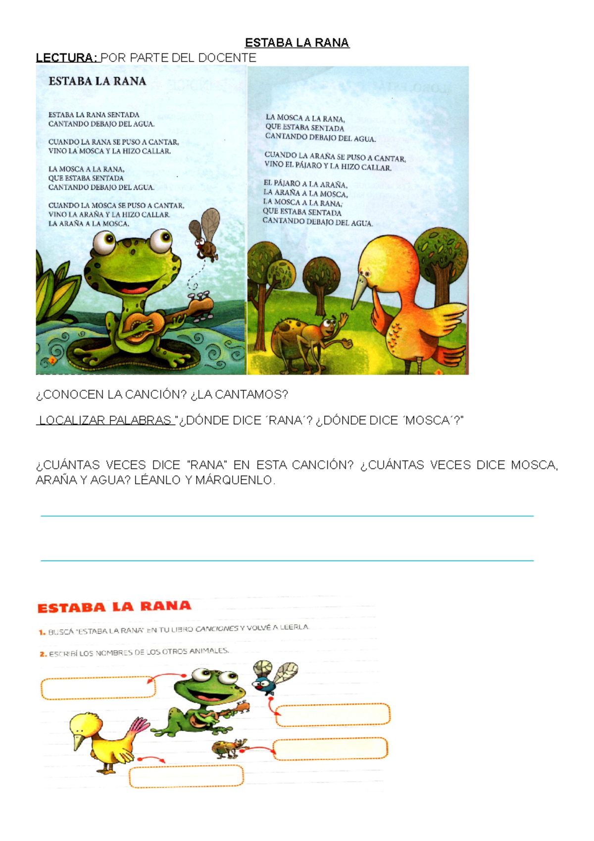 Cancionero - PRIMARIA - ESTABA LA RANA LECTURA: POR PARTE DEL DOCENTE ...