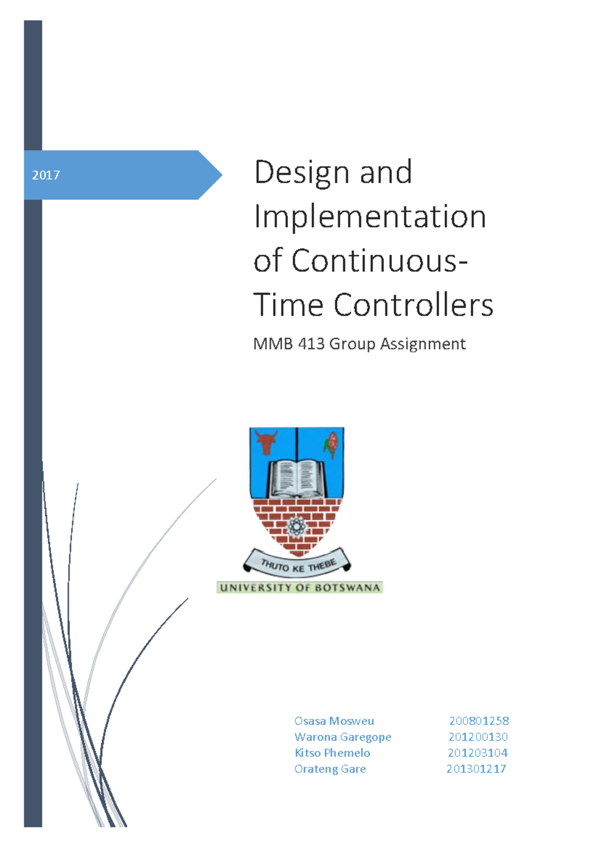 Design and Implementaion of continous time Controllers - 2017 Design ...