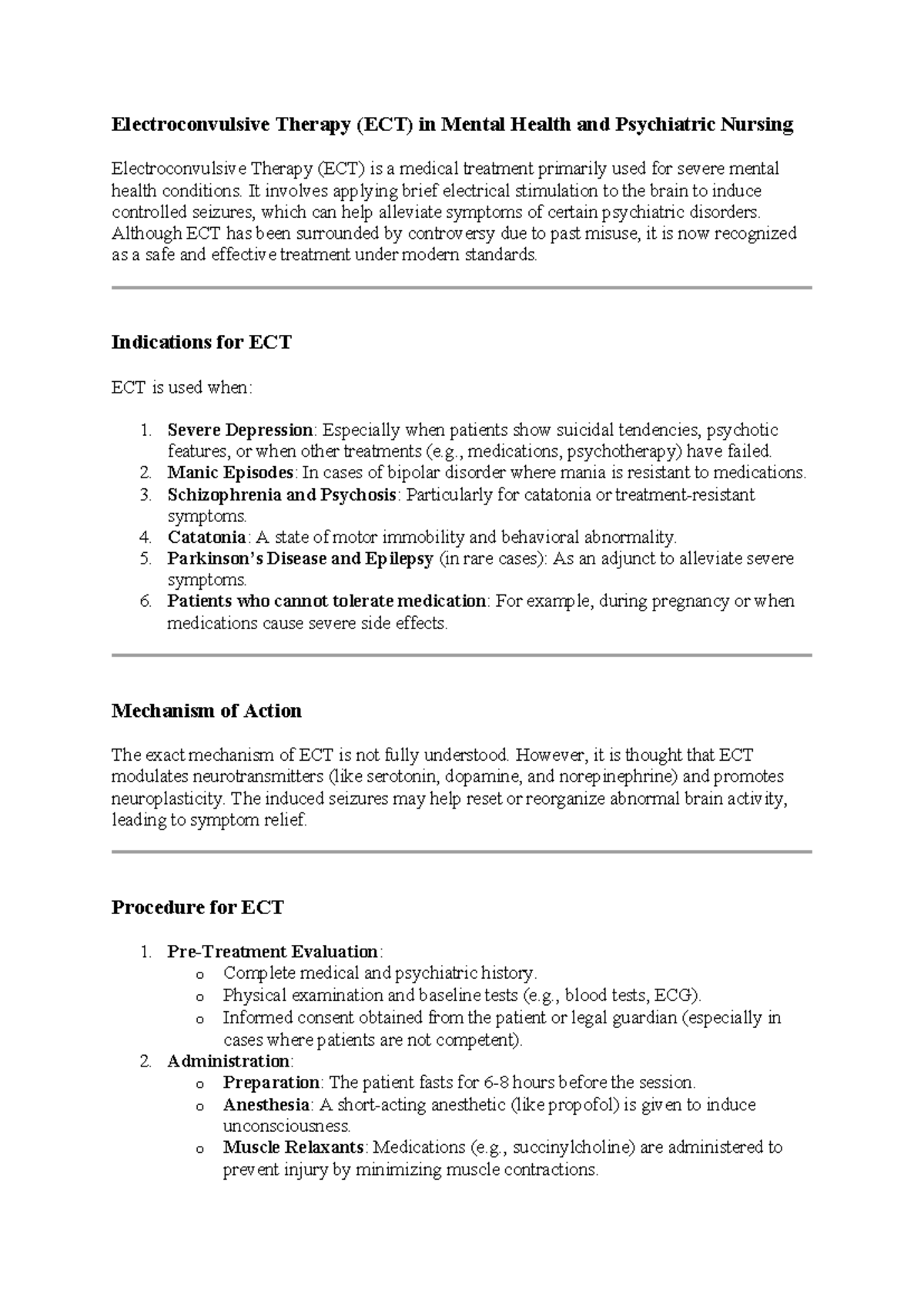 Electroconvulsive Therapy - It involves applying brief electrical ...