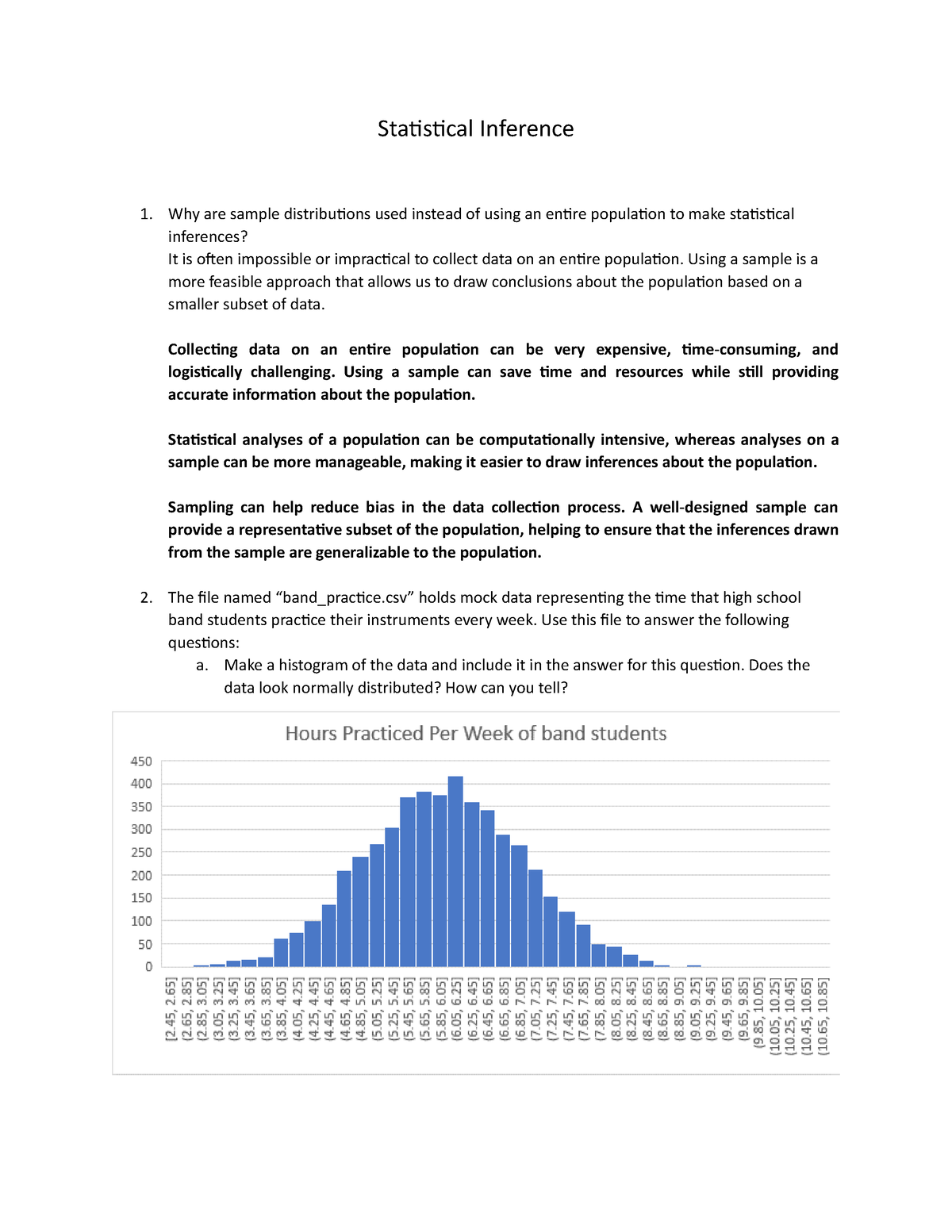 statistical inferences assignment edgenuity