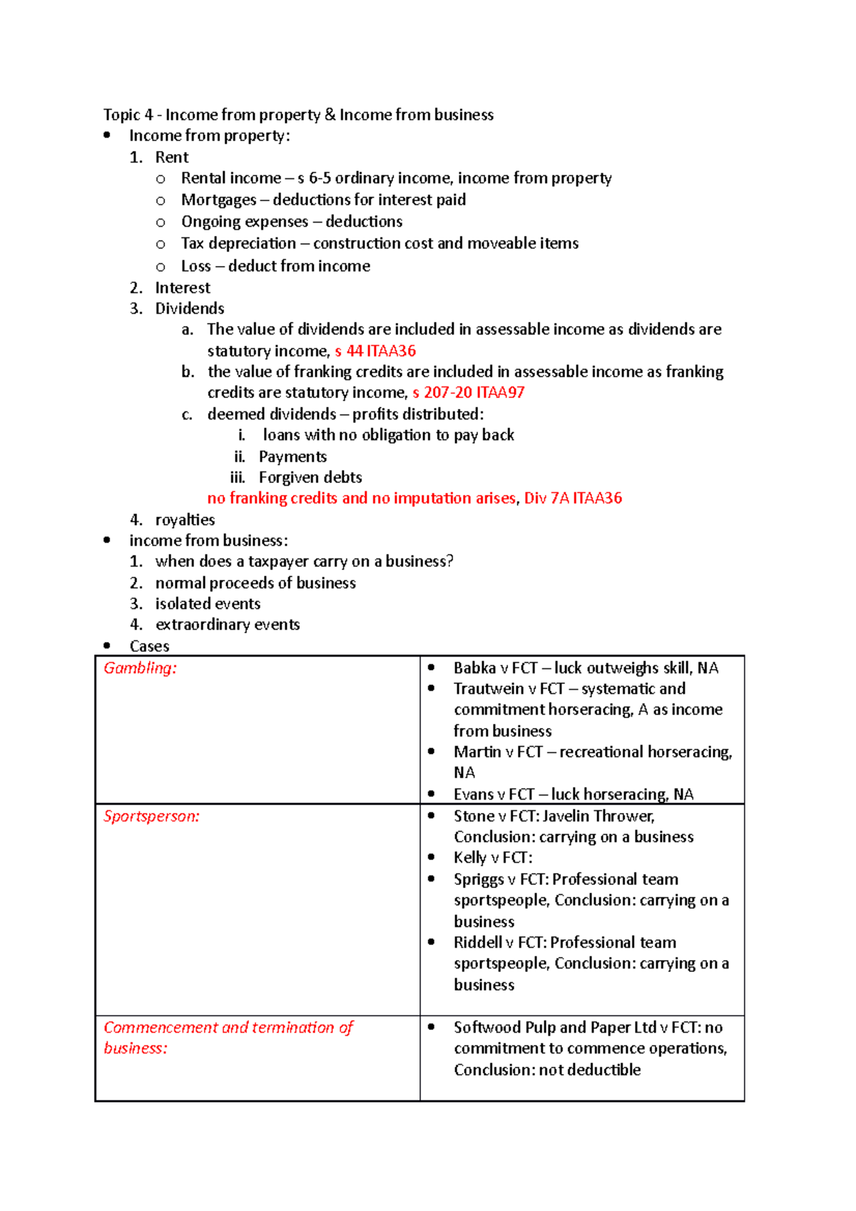 Topic 4 - income from property and income from business - Topic 4 ...