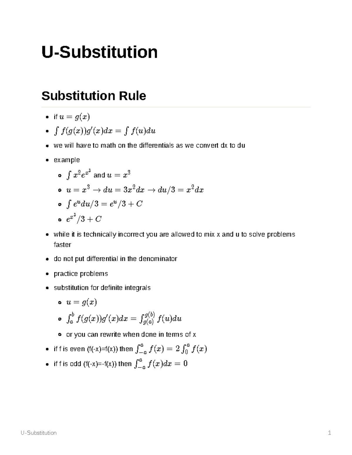 26 u substitution homework answers