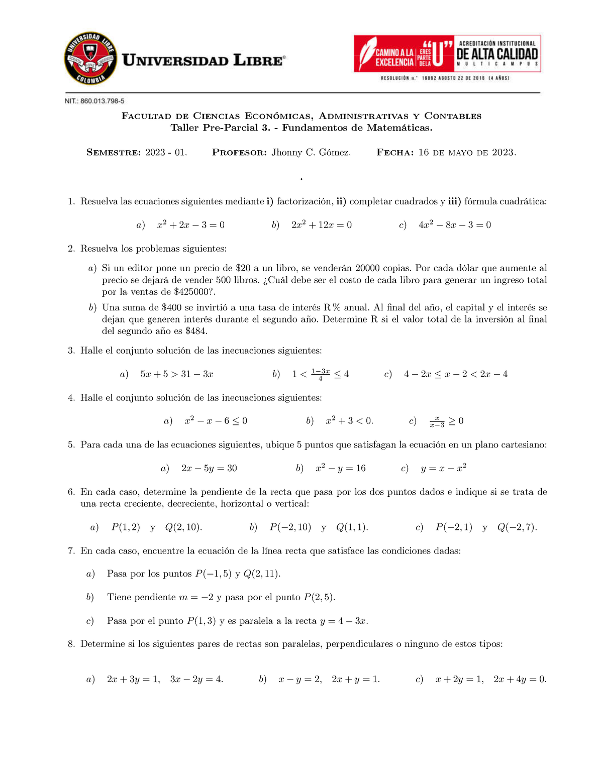 Pre-Parcial 3 - Matematicas - Facultad De Ciencias Económicas ...