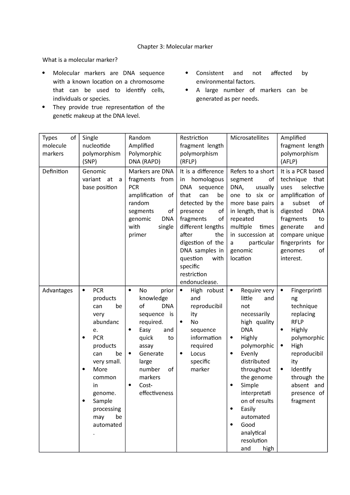 Chapter 3 - Chapter 3: Molecular marker What is a molecular marker ...