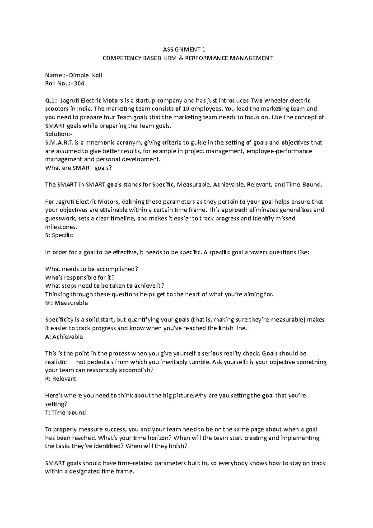 Performance Management Assignment 1 copy - ASSIGNMENT 1 COMPETENCY ...
