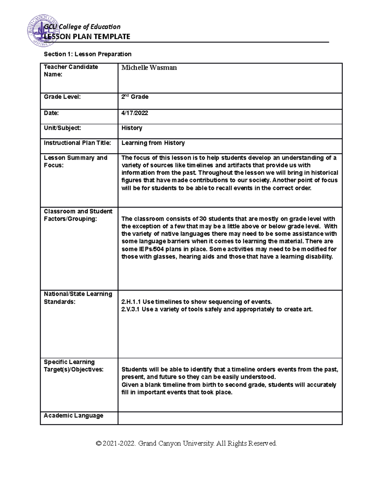 HISTORY UNIT PLAN