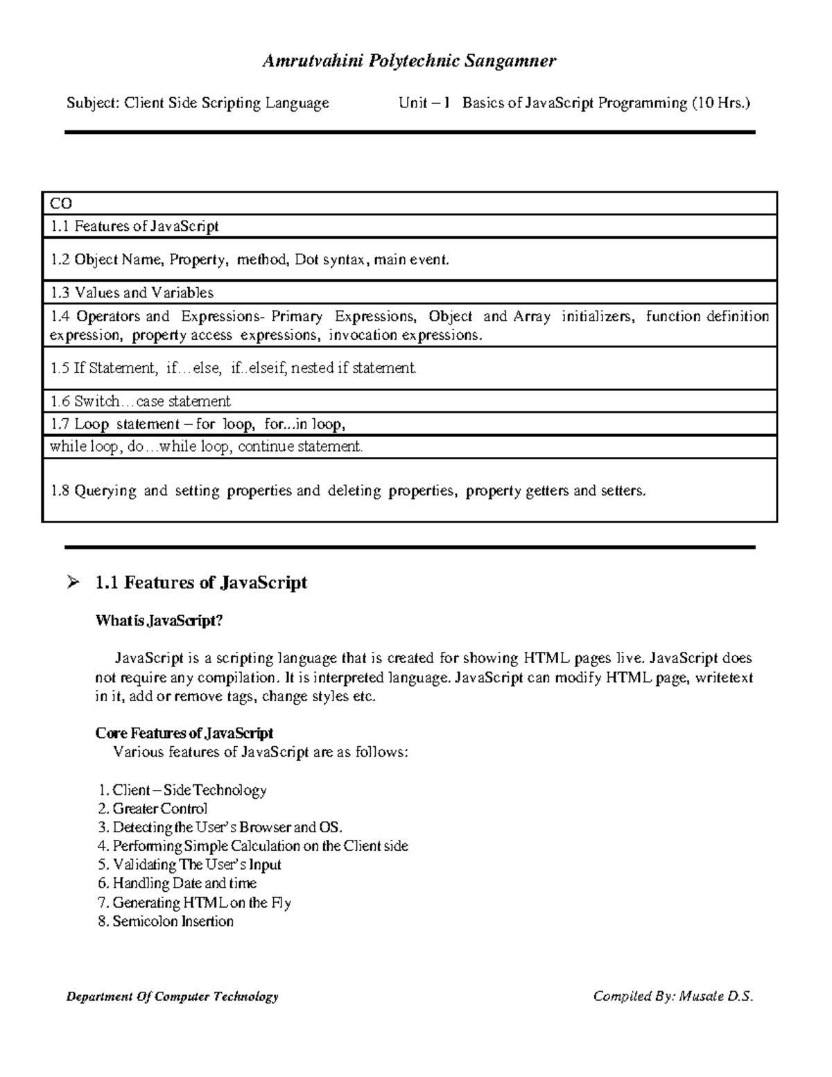 CSS Notes - Subject: Client Side Scripting Language Unit – I Basics of ...