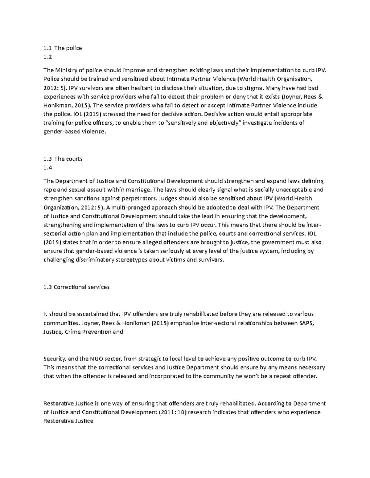 Document (15) - Cpd 1501 assignment 2 - 1 The police 1. The Ministry of ...