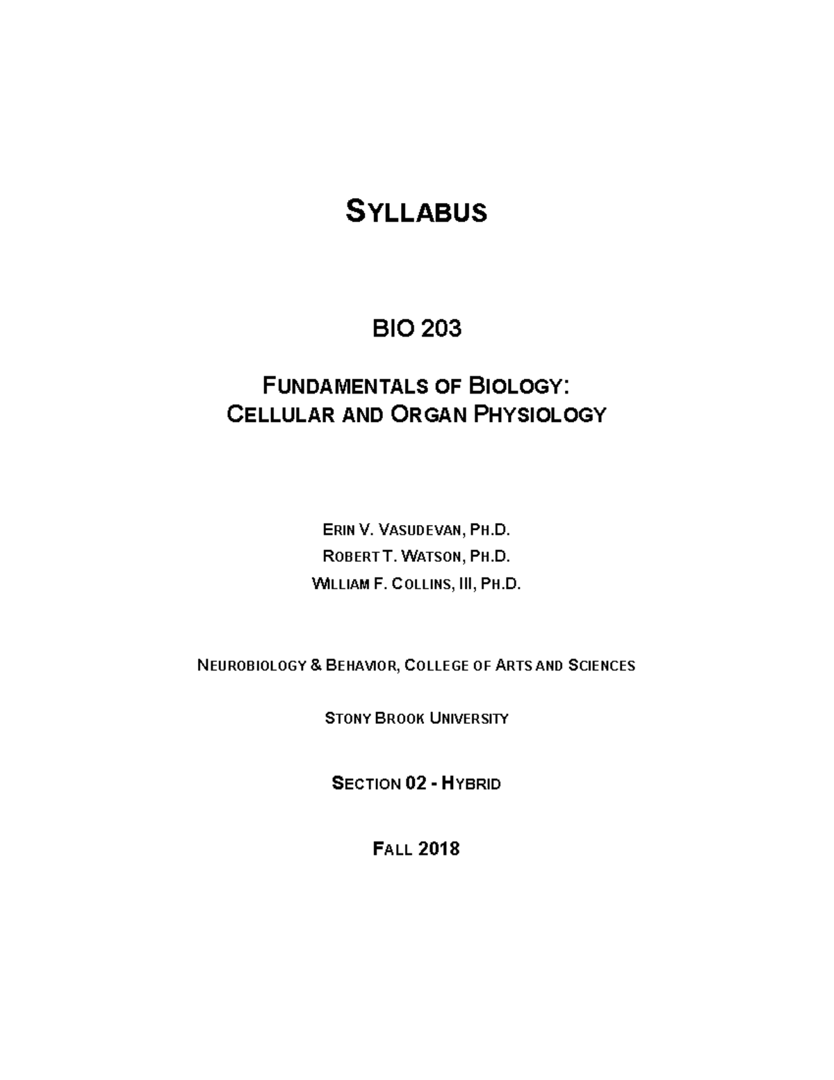 F18 BIO 203.02 (hybrid) Syllabus - SYLLABUS BIO 203 FUNDAMENTALS OF ...