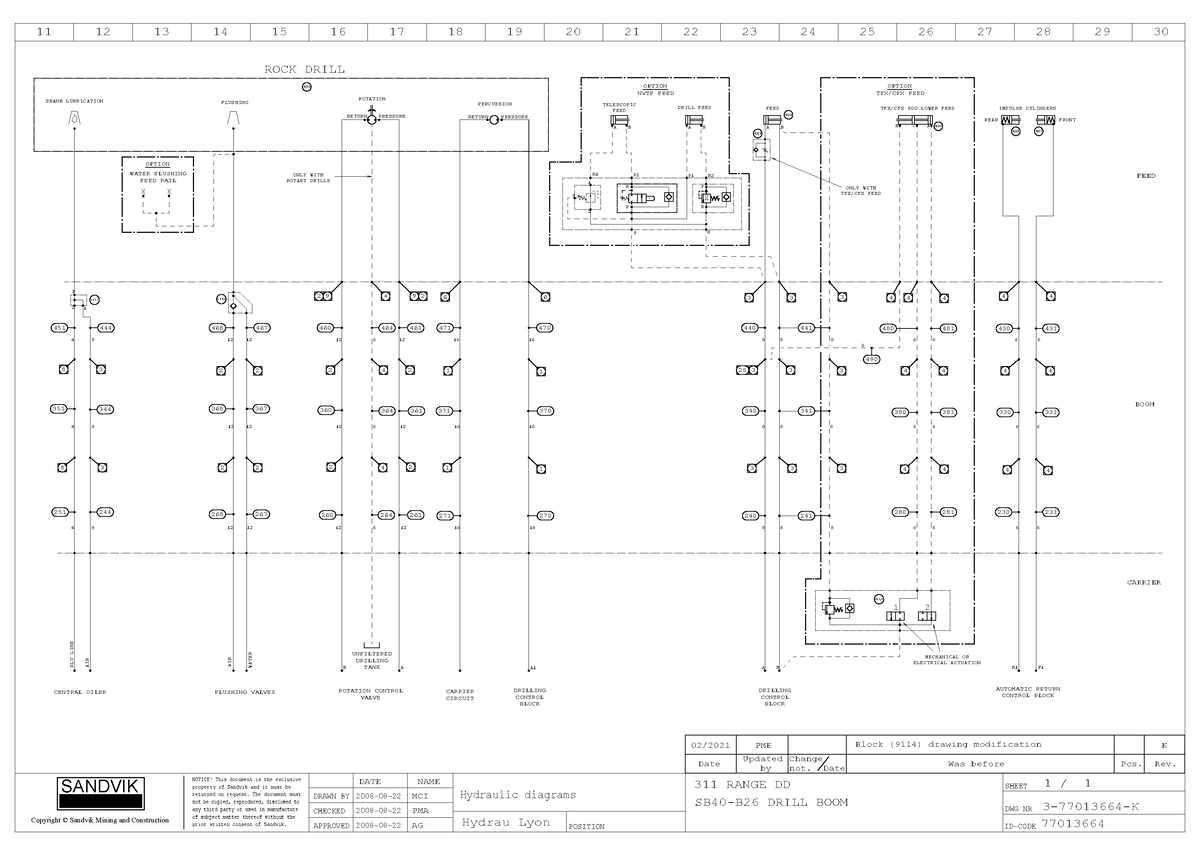 08 - SB40-B26 Drill BOOM Hydraulic Diagram - 77013664 K - 11 12 13 14 ...