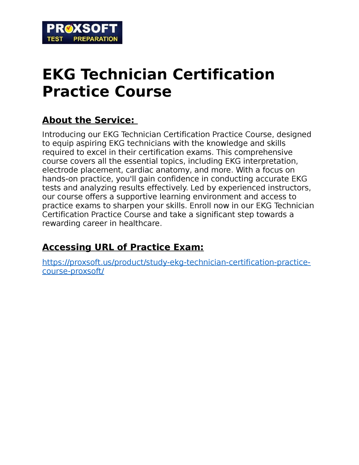 EKG Technician Certification Practice Course This comprehensive