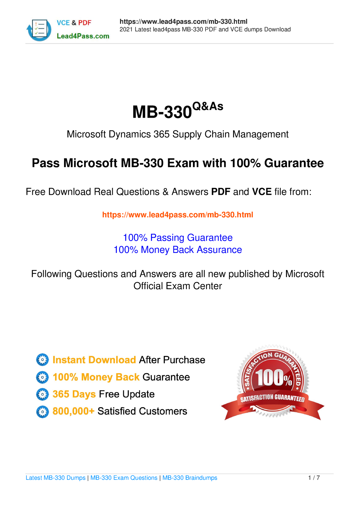 2022.1] Latest Microsoft MB-330 Exam practice questions and answers - 2021  Latest lead4pass MB-330 - Sns-Brigh10