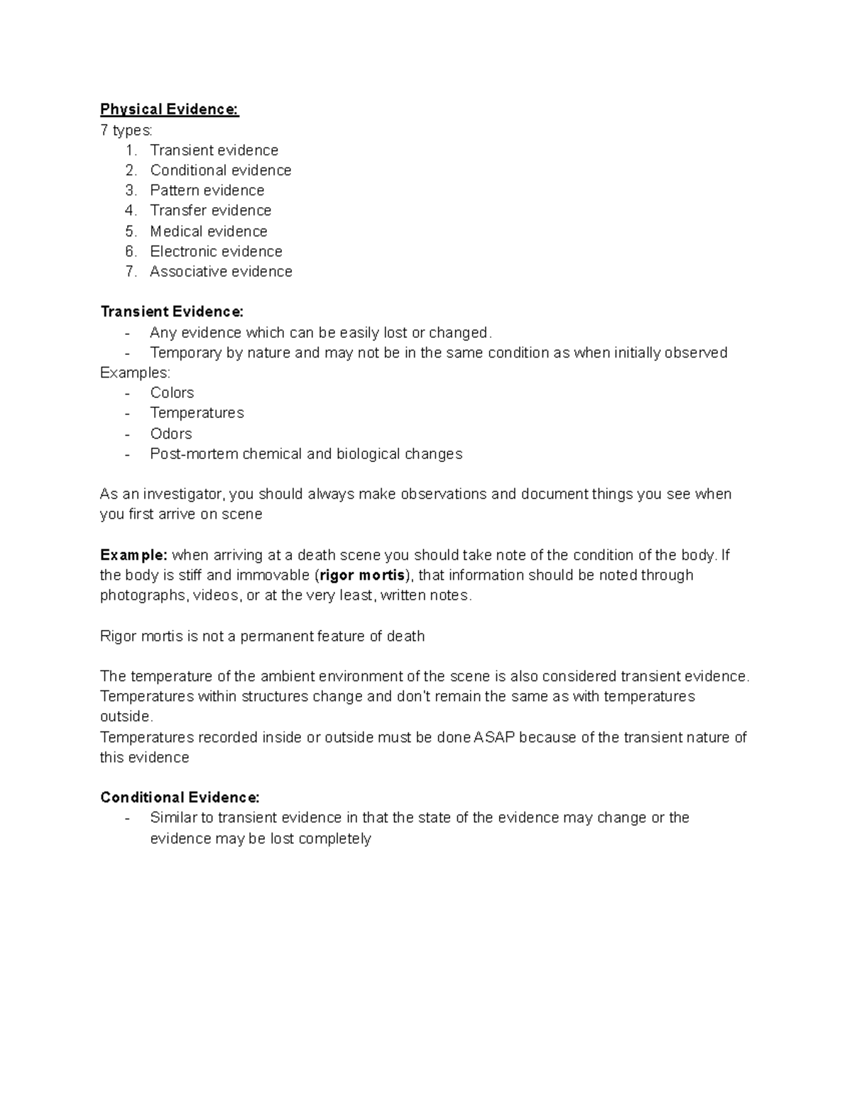 Module 2 Foresnic - Notes - Physical Evidence: 7 Types: 1. Transient ...