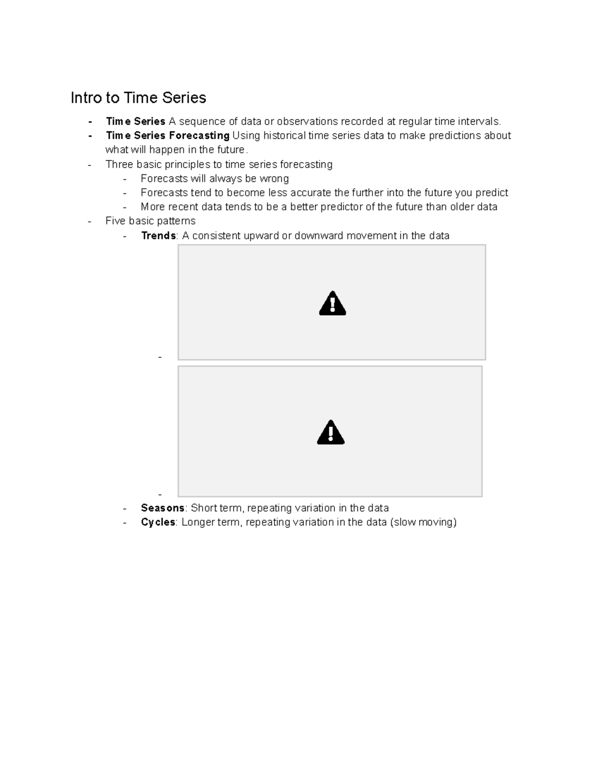 SCMA 320 Module 13 - Intro to Time Series Time Series A sequence of ...