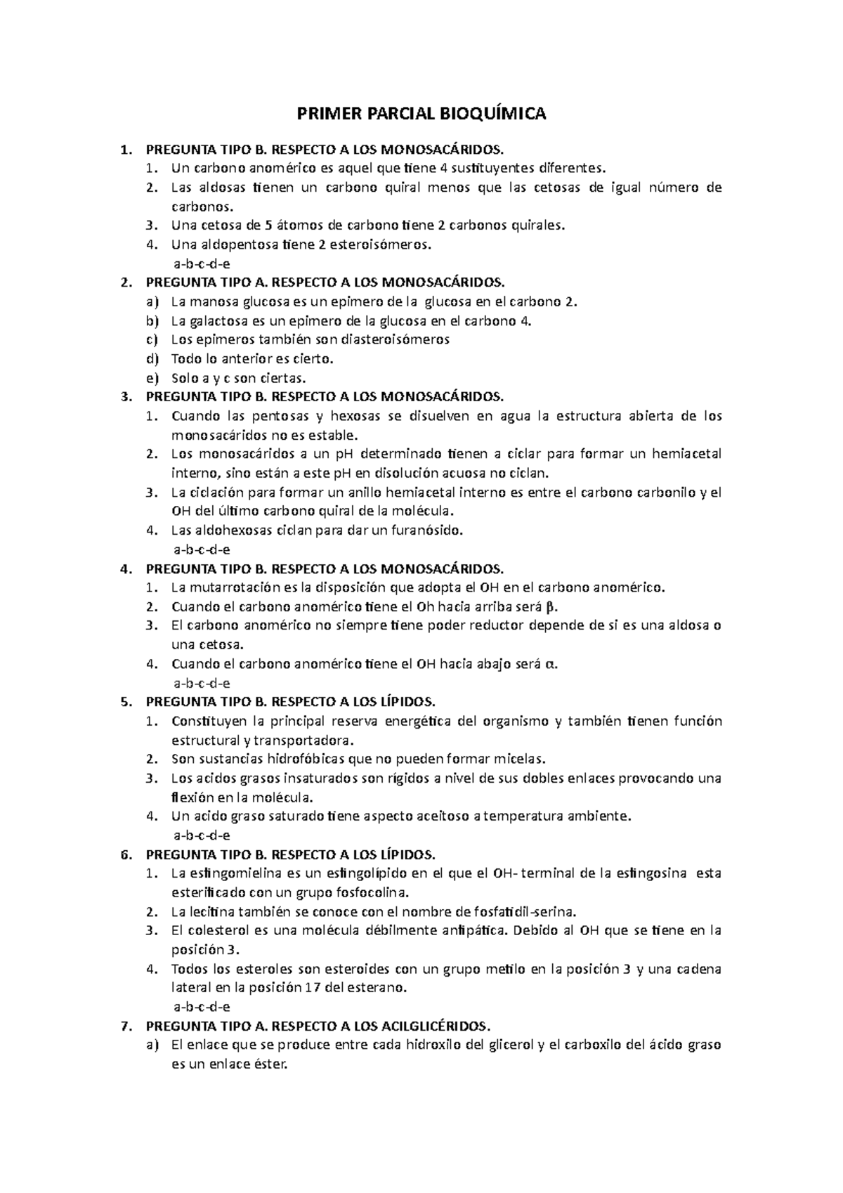 Primer Parcial BioquíMICA - PRIMER PARCIAL BIOQUÍMICA 1. PREGUNTA TIPO ...