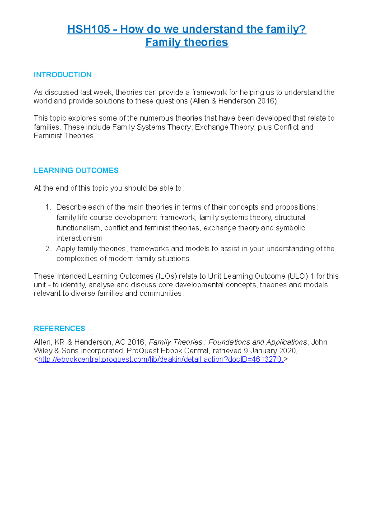 HSH105 - Week 4 Notes - Theories & Models - Family theories ...