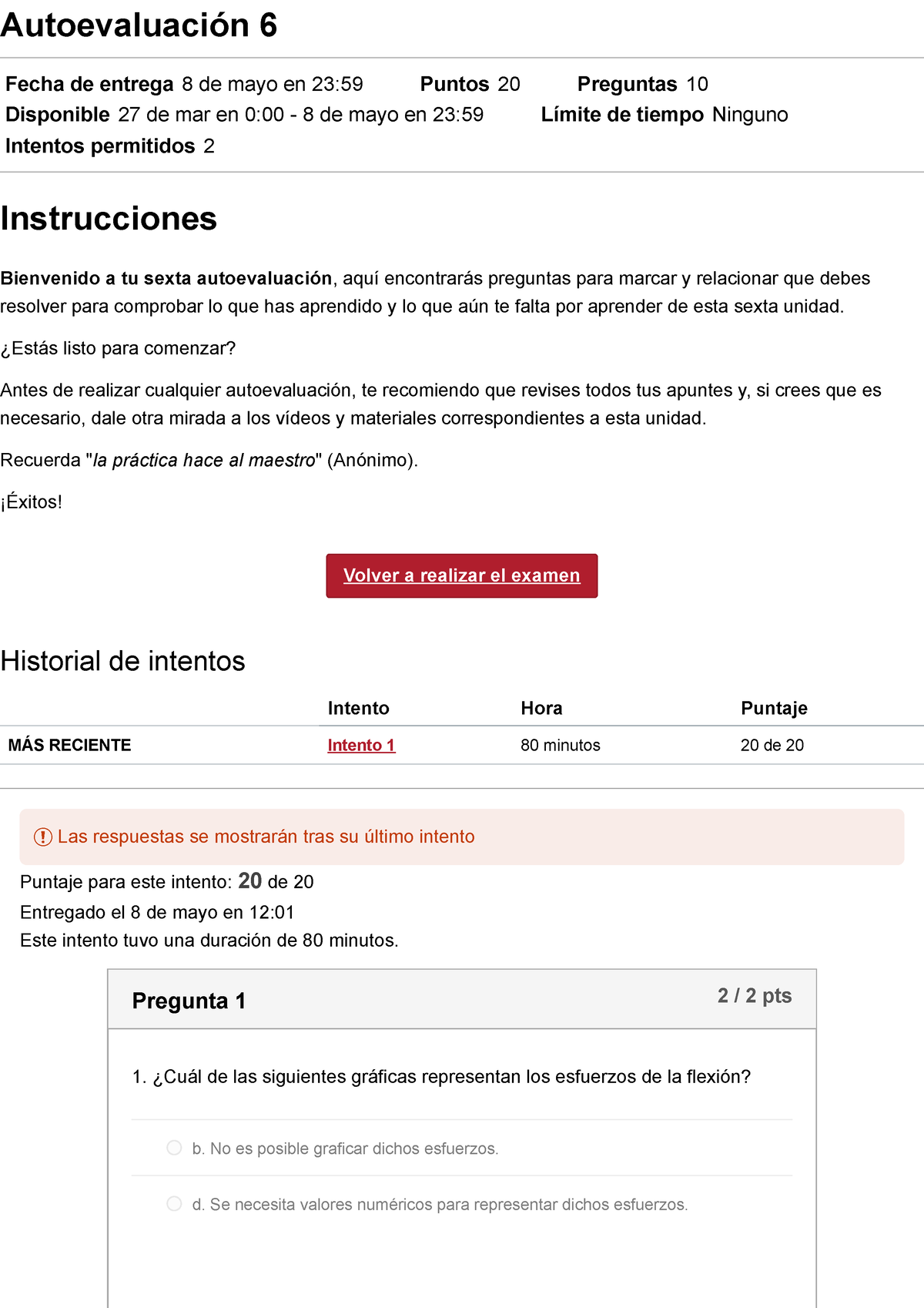 Autoevaluación 6 Resistencia DE Materiales (31892) - Autoevaluación 6 ...