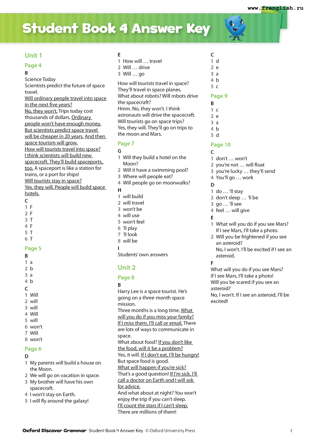 Oxford Discover Grammar 4 Teaching Notes - Unit 1 Page 4 B Science Today  Scientists predict the - Studocu