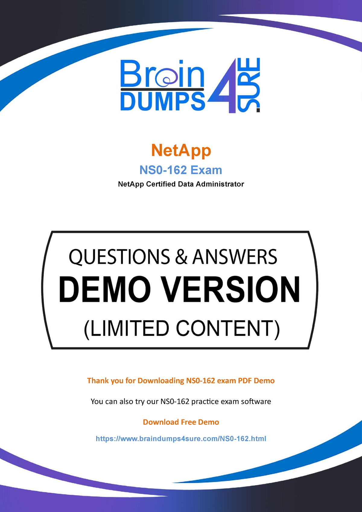 NS0-162-demo - For Superior Result Select NetApp NS0-162 Dumps - NetApp NS0-162  Exam NetApp - Sns-Brigh10