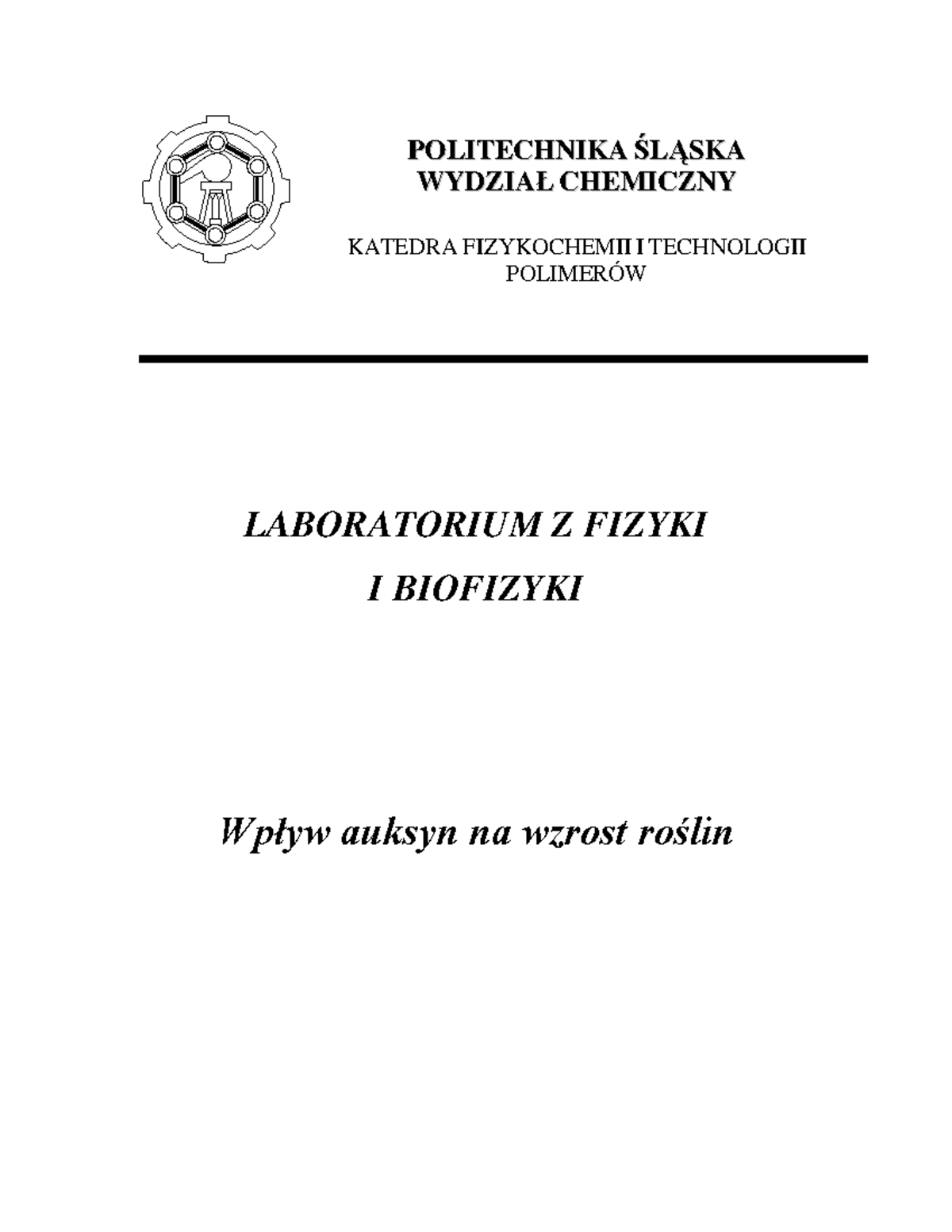 8. Wpływ Auksyn Na Wzrost Roślin - LABORATORIUM Z FIZYKI I BIOFIZYKI ...