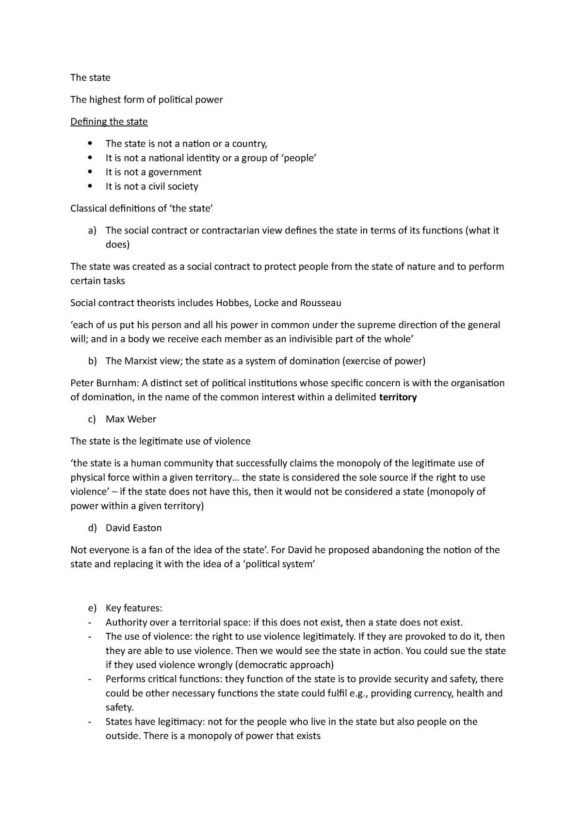 Politics Lecture 7 - The state The highest form of political power ...