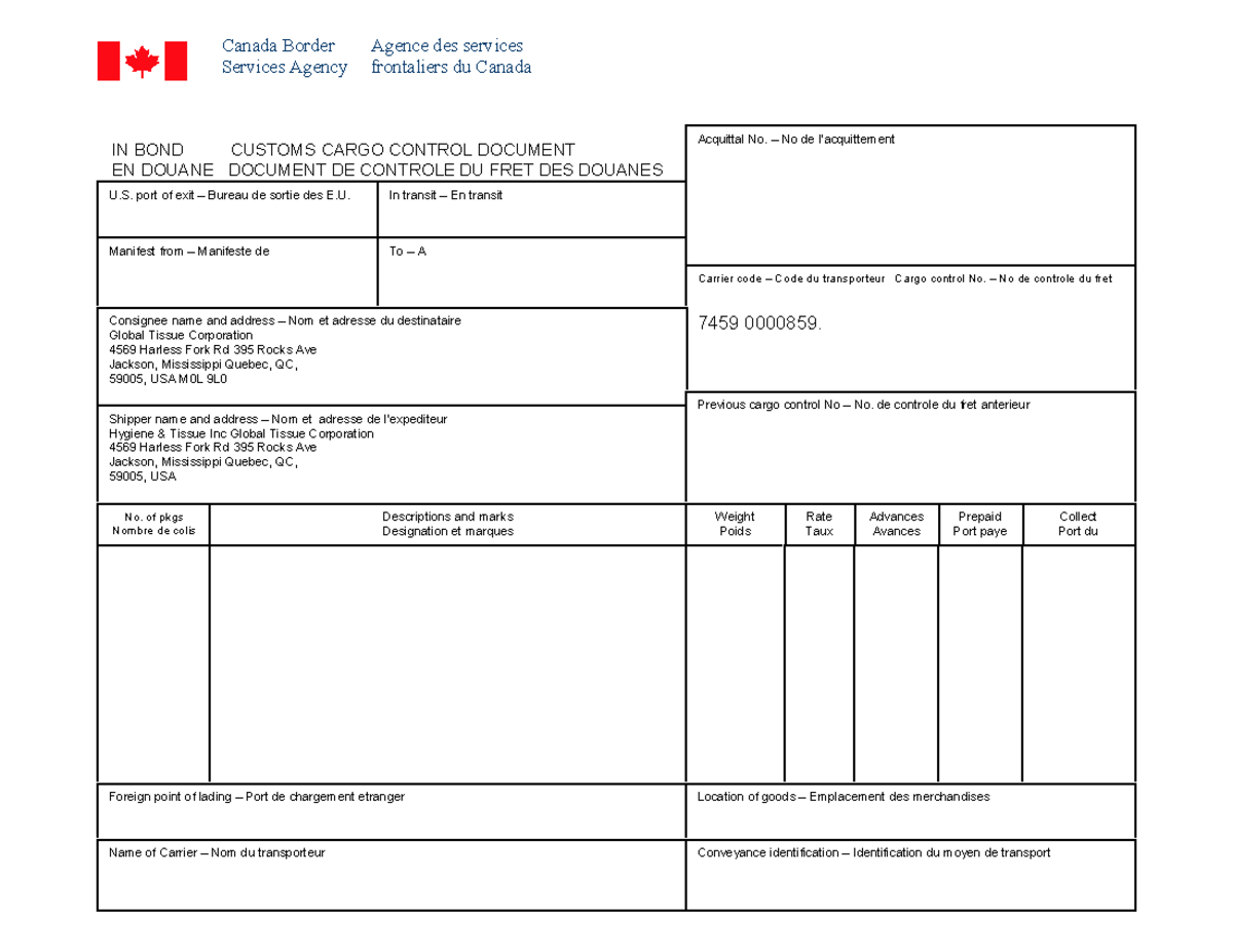 CCD (A8A) Blank Form - Customs Services & Compliance (SEC. 002 ...