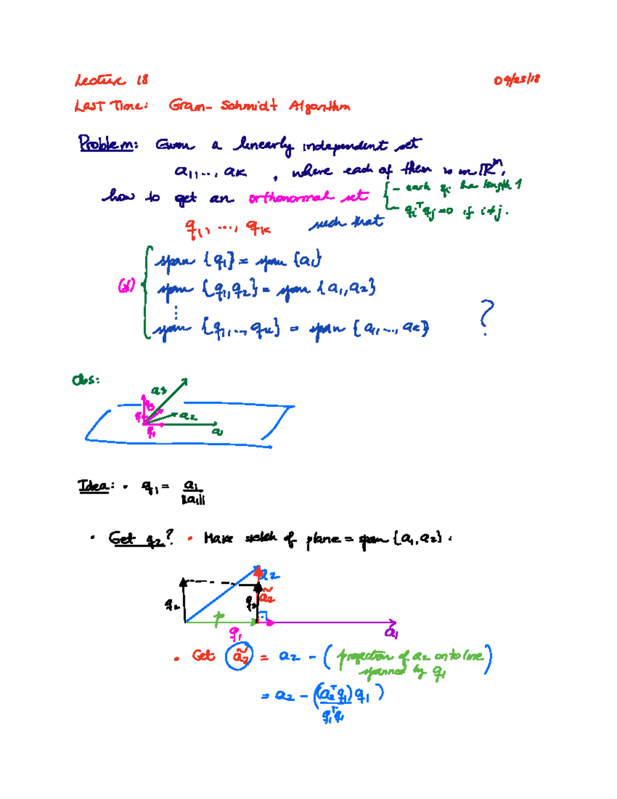 346 Lecture 18 Professor Bianca Santoro Linear Algebra Notes Math Studocu