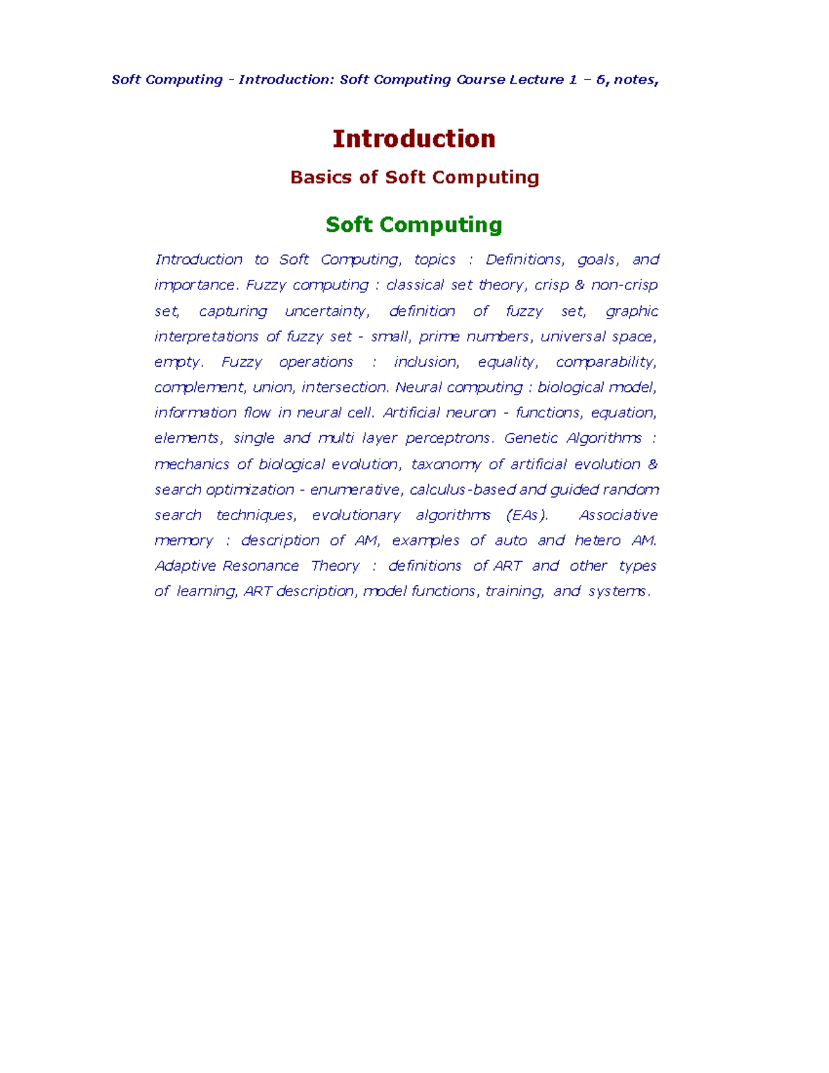 1-Com - Study Guide notes. with topics. - Soft Computing - Introduction ...