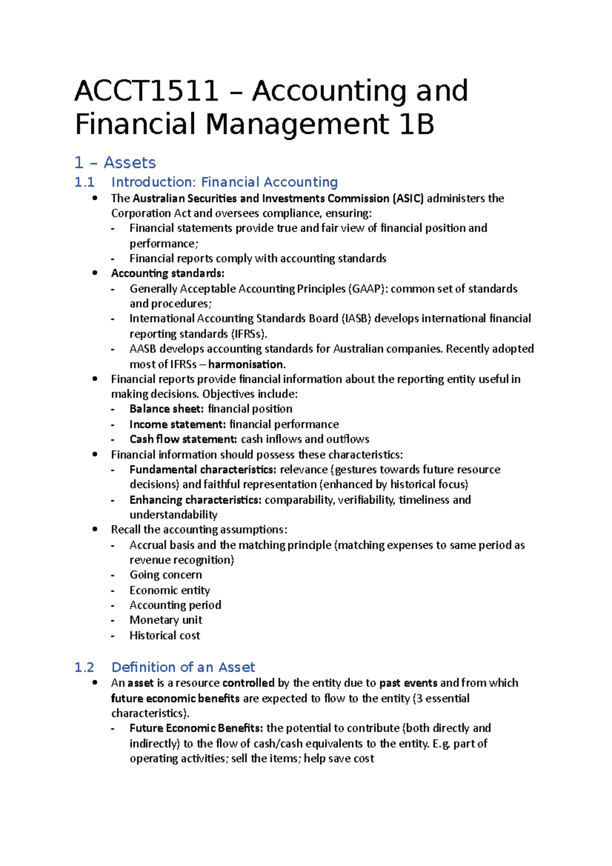 ACCT1511 – Accounting and Financial Management 1B - AASB develops ...