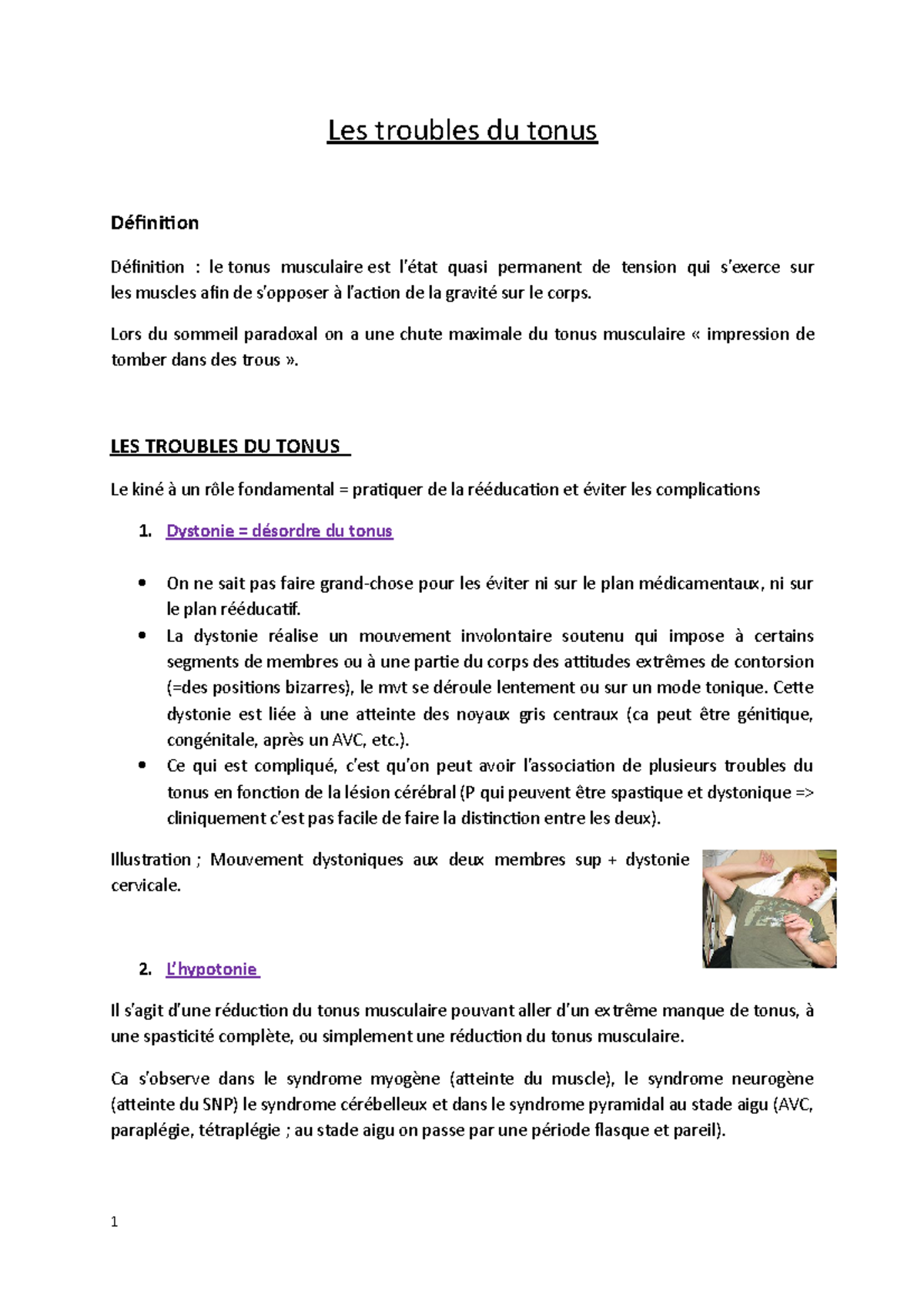 11p.Les troubles du tonus Les troubles du tonus Définition Définition