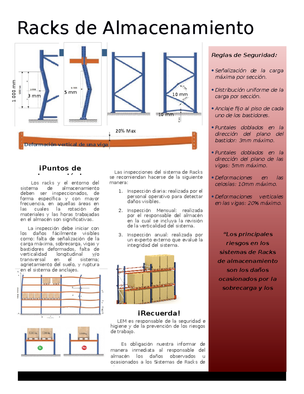 Goods racks - Boletín informativo - 1 000 mm 3 mm 10 mm Racks de ...