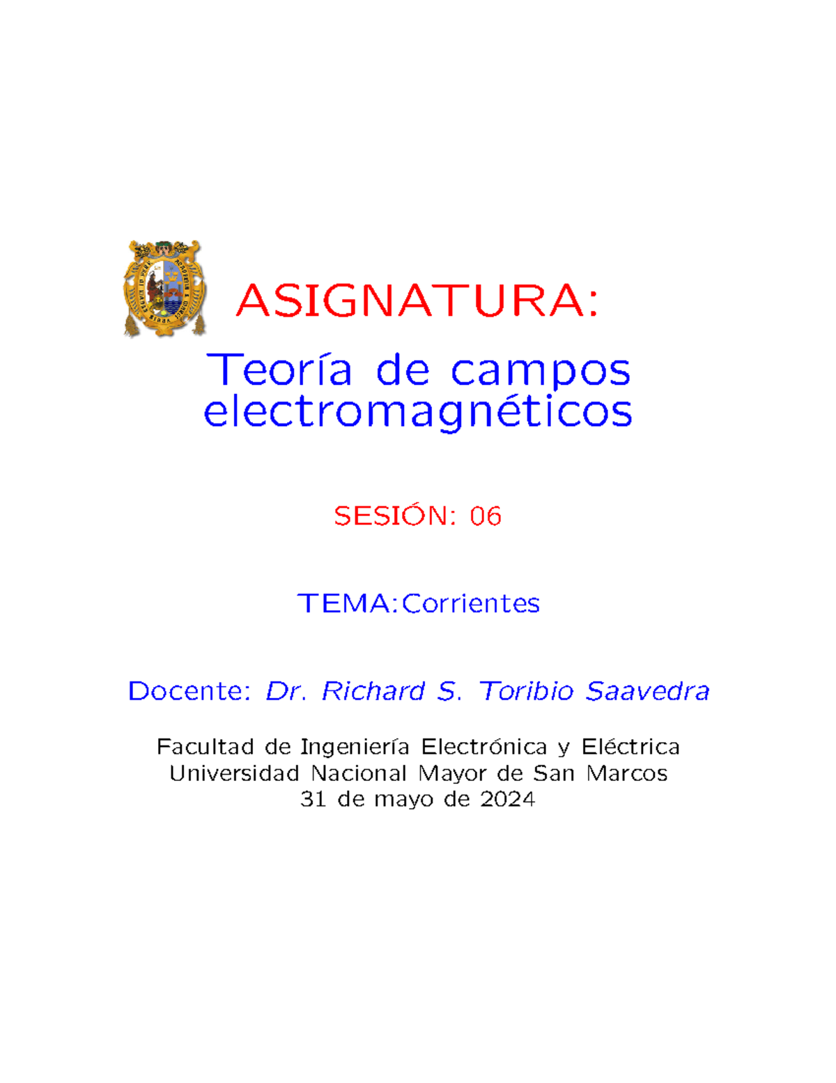 Tce06 - ASIGNATURA: Teor ́ıa De Campos Electromagn ́eticos SESI ́ON: 06 ...