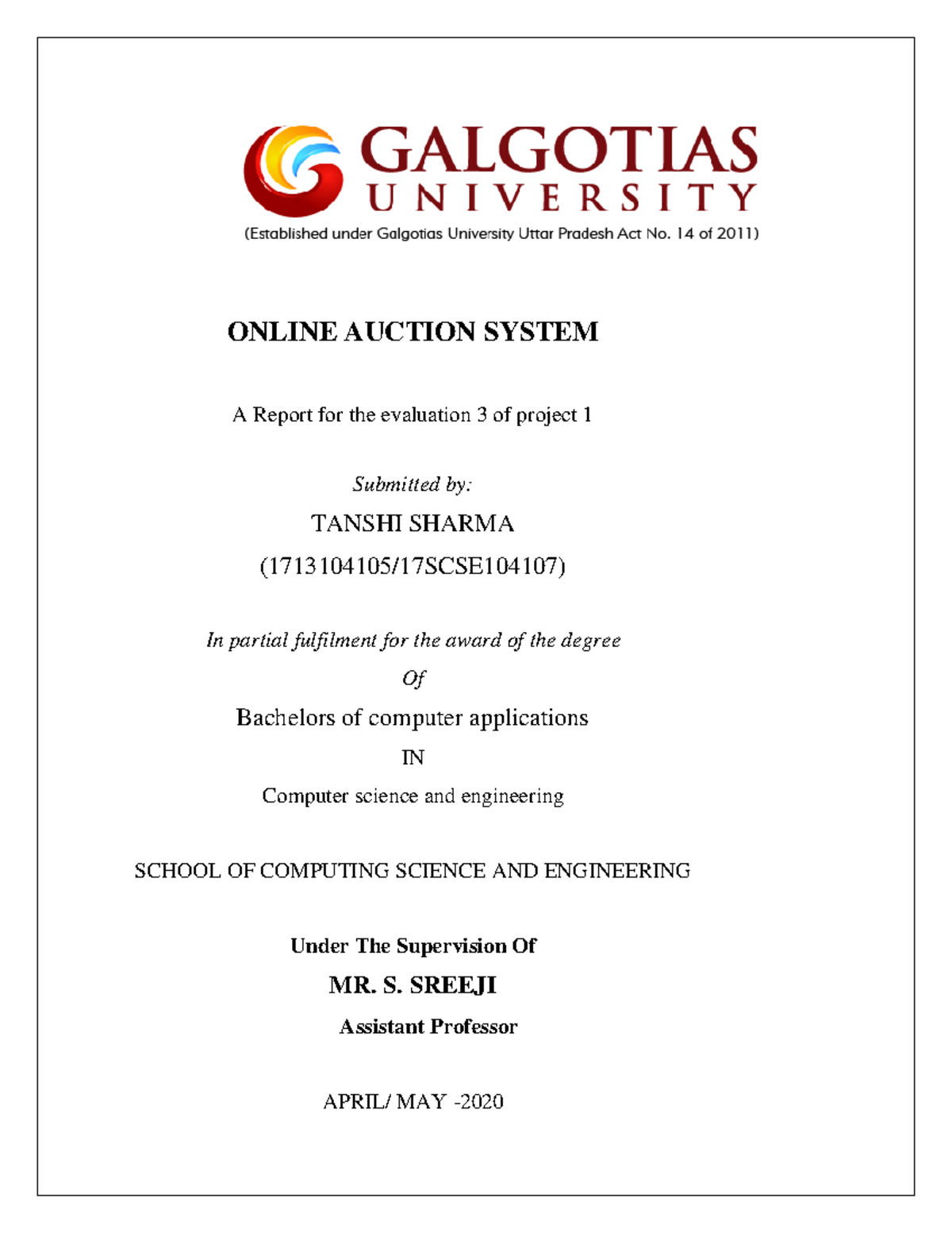 Java project Report - chandigarh universit - ONLINE AUCTION SYSTEM A ...