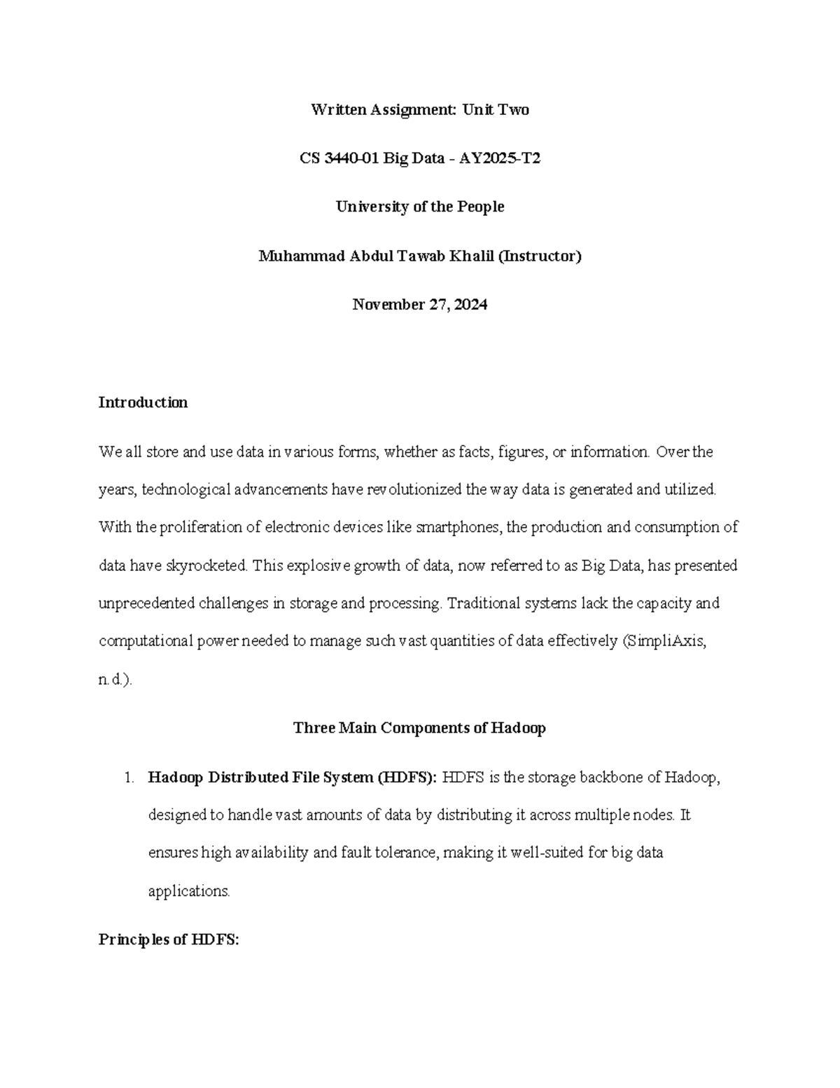 Written assignment unit 2 bd written assignment unit two cs 3440 01