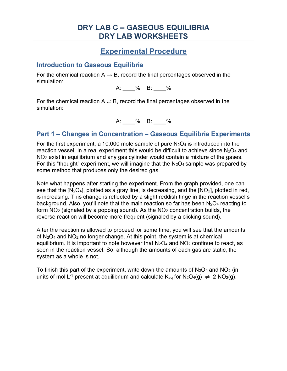 F22 CHEM1040 Dry Lab C Data Sheets - DRY LAB WORKSHEETS Experimental ...