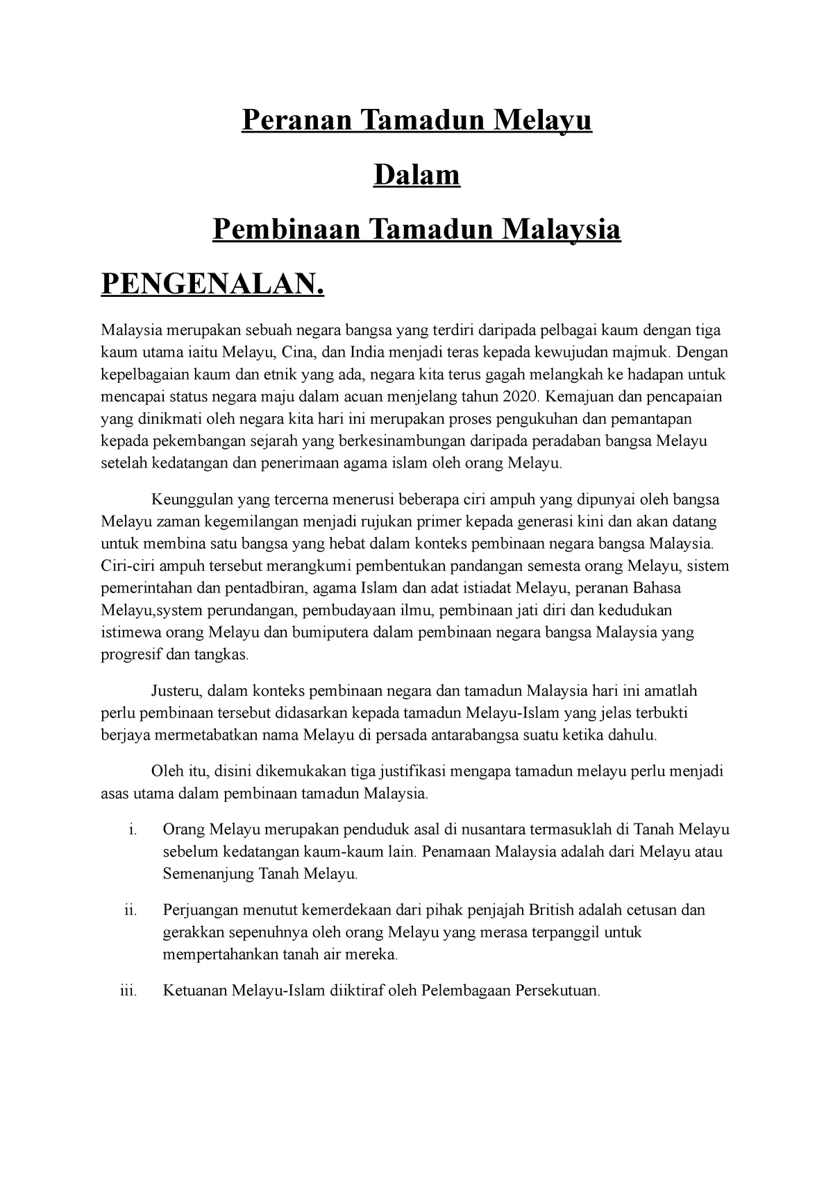 8173505 Peranan Tamadun Melayu Dalam Membina Tamadun Malaysia 