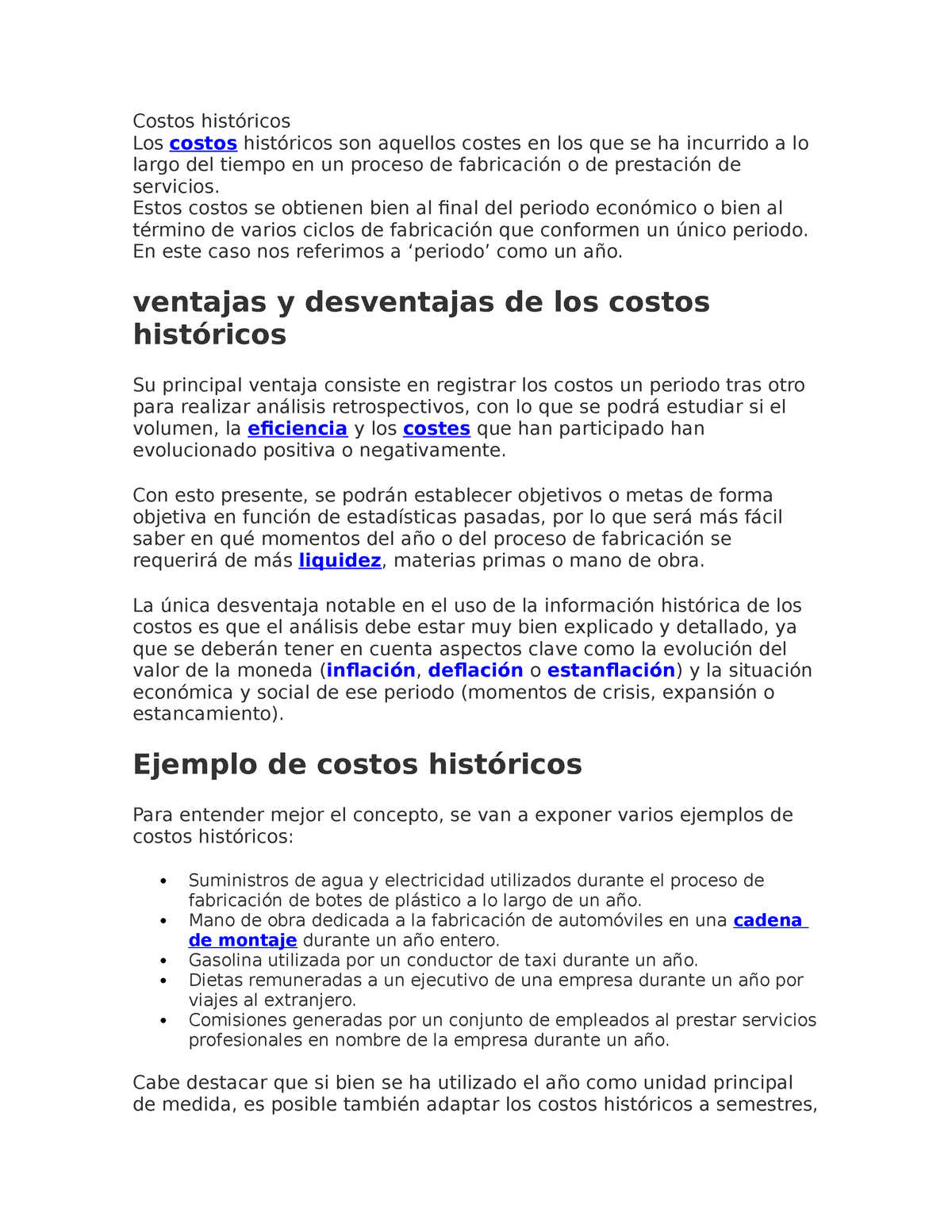 Costos Historicos Docx Que Son Los Costos Historicos Sus Ventajas Y