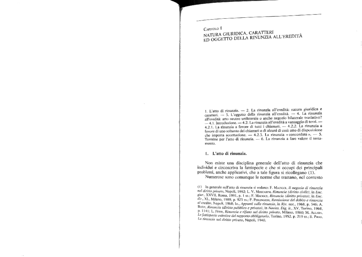 La rinuncia all’eredità - Diritto Civile Ii - Studocu