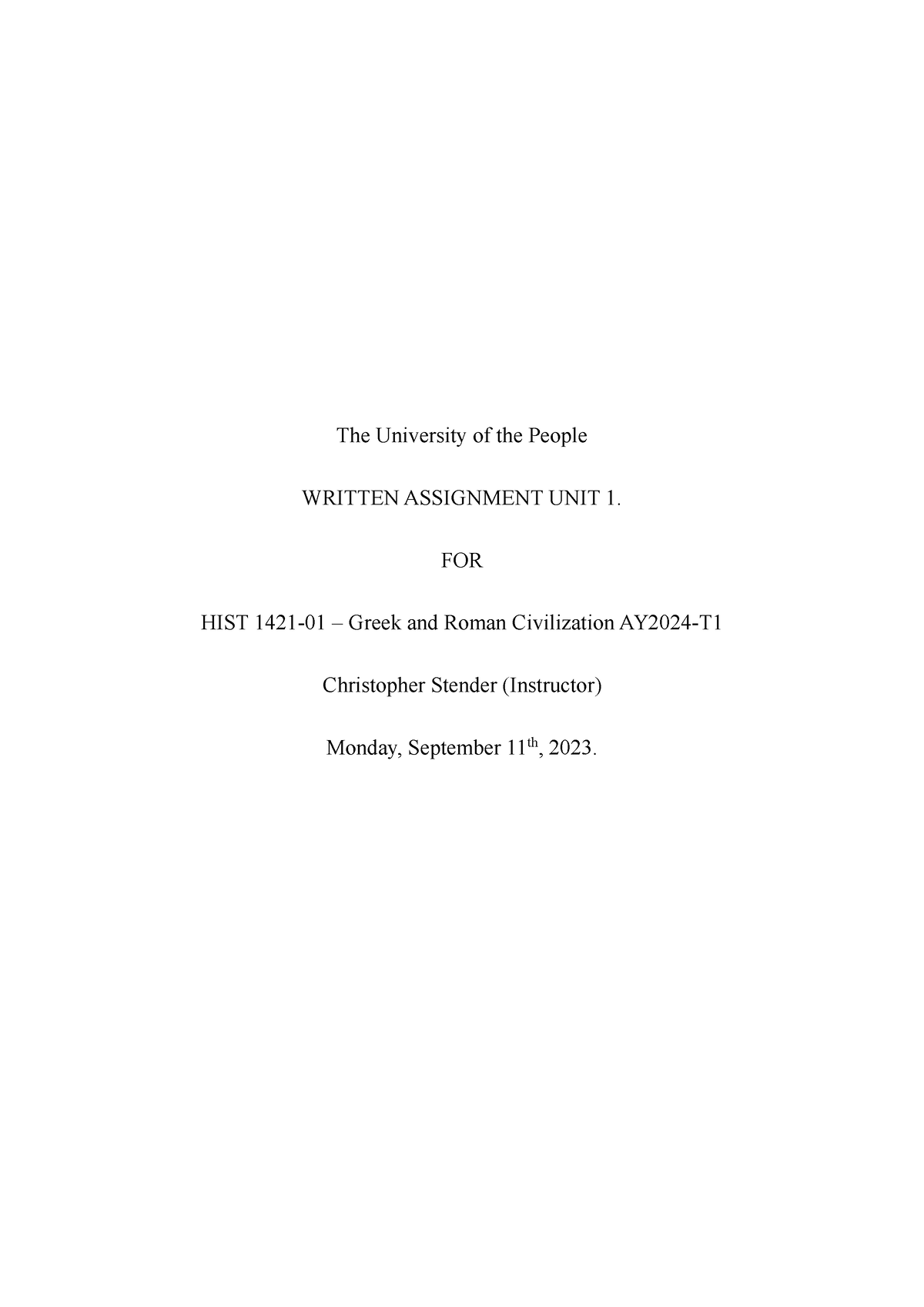 hist 1421 written assignment unit 1