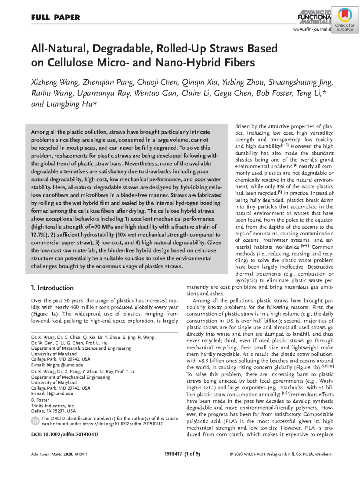 Adfm Functional materials afmjournal ( of ) © WILEYVCH Verlag