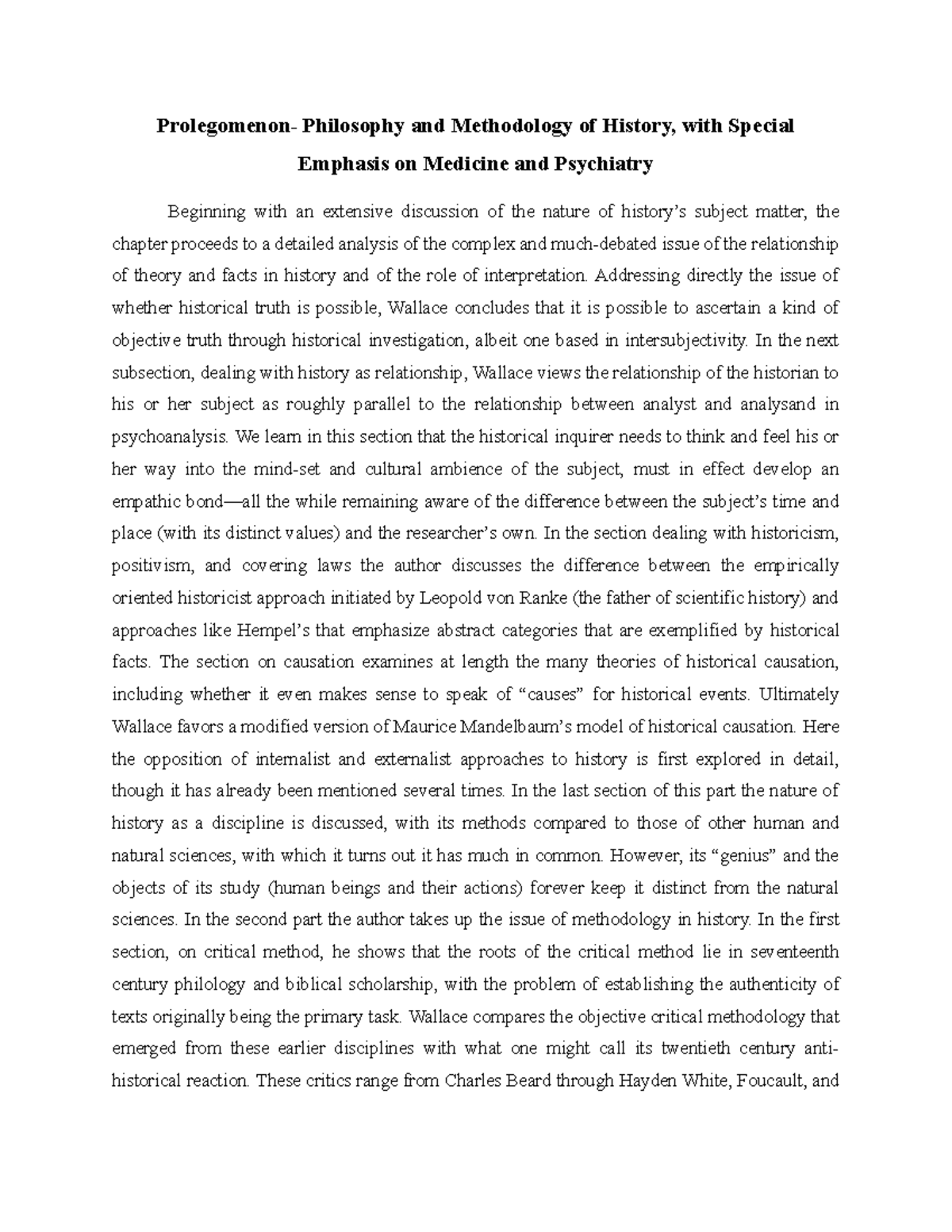 Prolegomenon Addressing directly the issue of whether historical