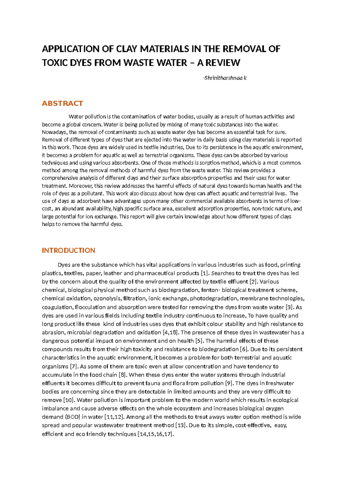 Application OF CLAY Materials IN THE Removal OF Toxic DYES FROM Waste ...