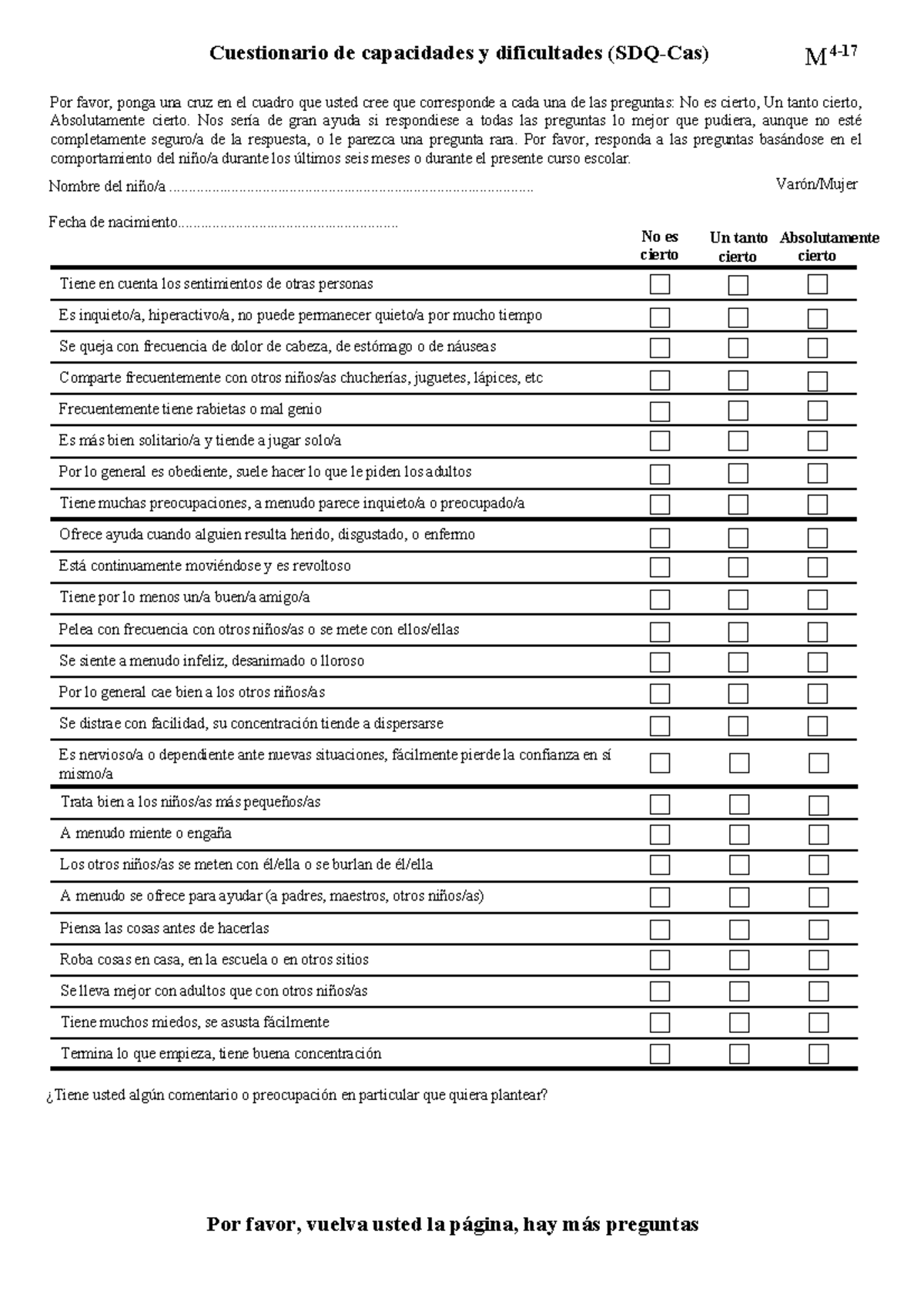 SDQ Spanish t4-17full - Cuestionario de capacidades y dificultades (SDQ ...