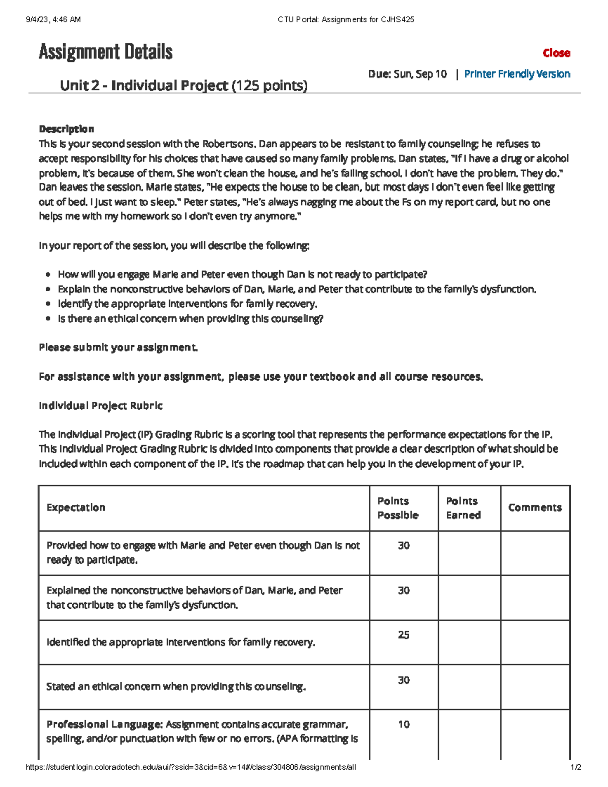 2IP CTU Portal Assignments for CJHS425 - 9/4/23, 4:46 AM CTU Portal ...