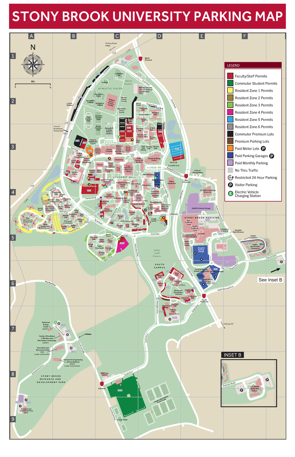 Stony Brook University Parking Map - Chapin Walter J. Hawrys Campus ...