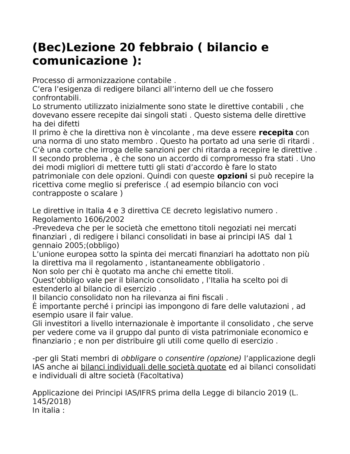 Bilancio E Comunicazione - (Bec)Lezione 20 Febbraio ( Bilancio E ...