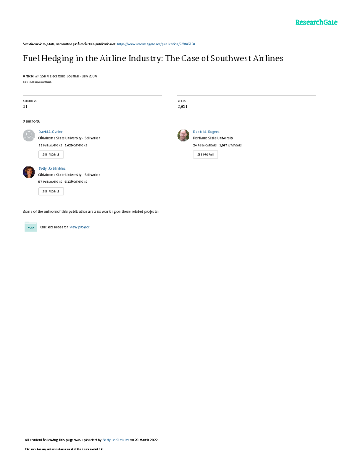 Fuel Hedging in the Airline Industry The Case of S See discussions