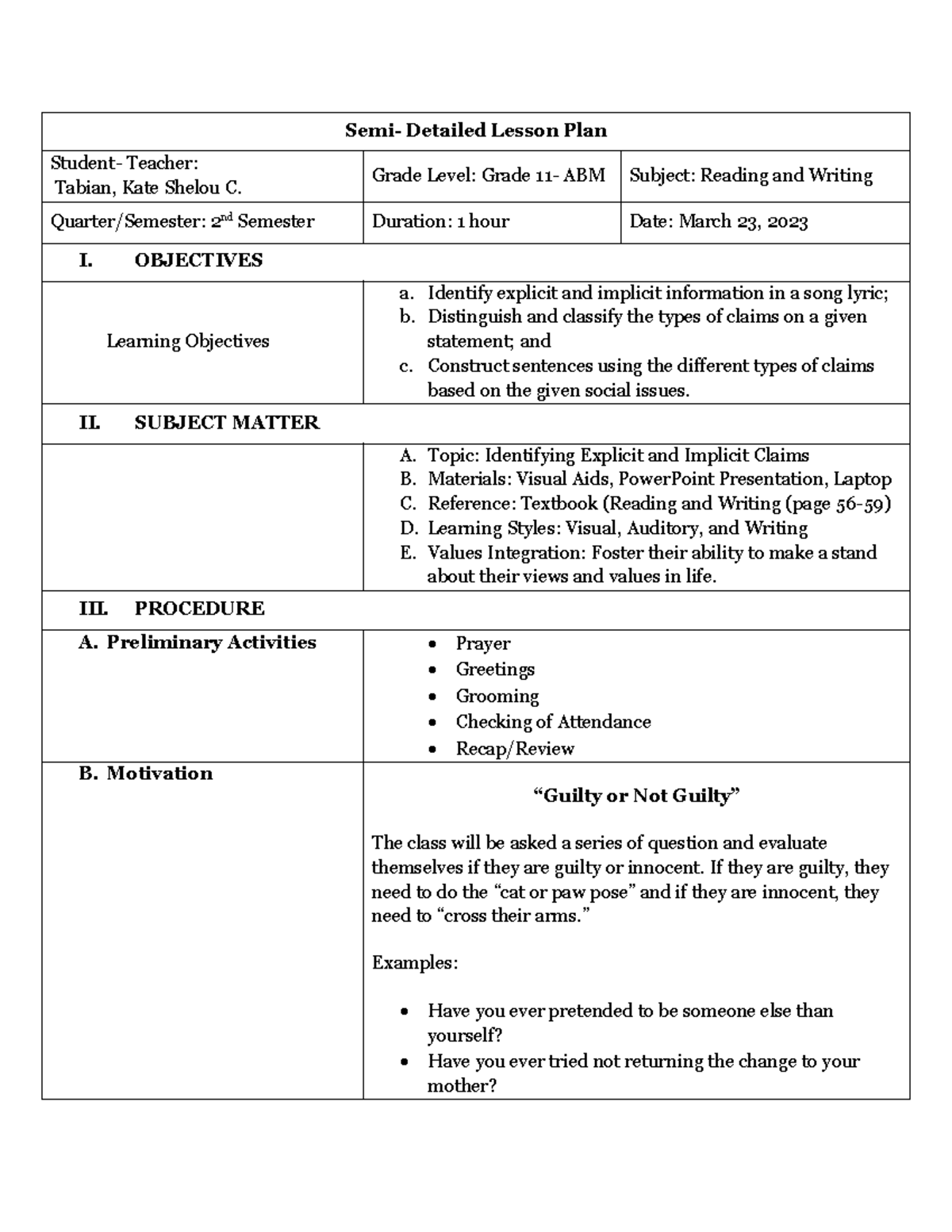 Lesson-plan-explicit-and-implicit compress - Semi- Detailed Lesson Plan ...