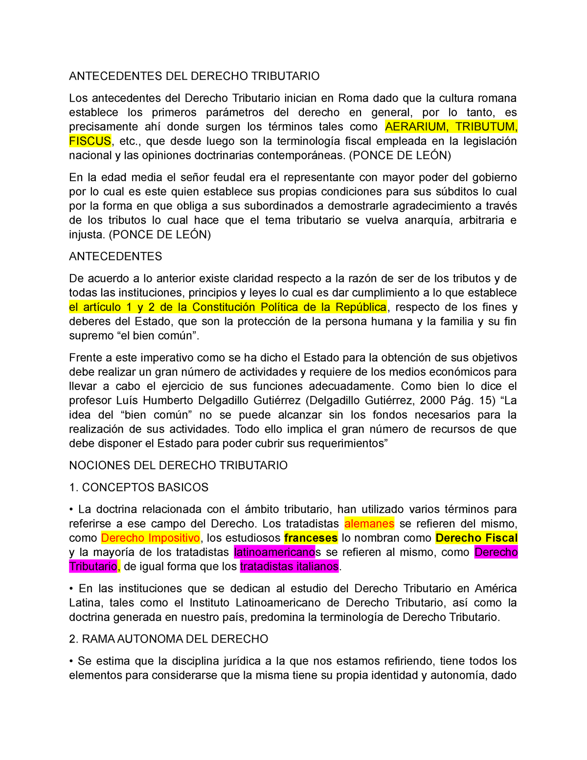 Derecho Tributario Diapositas Lic Antecedentes Del Derecho